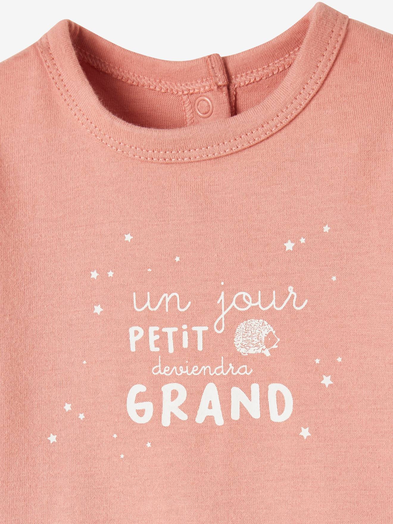 Lot de 2 pyjamas bébé ouverture naissance en coton bio bois de rose foncé
