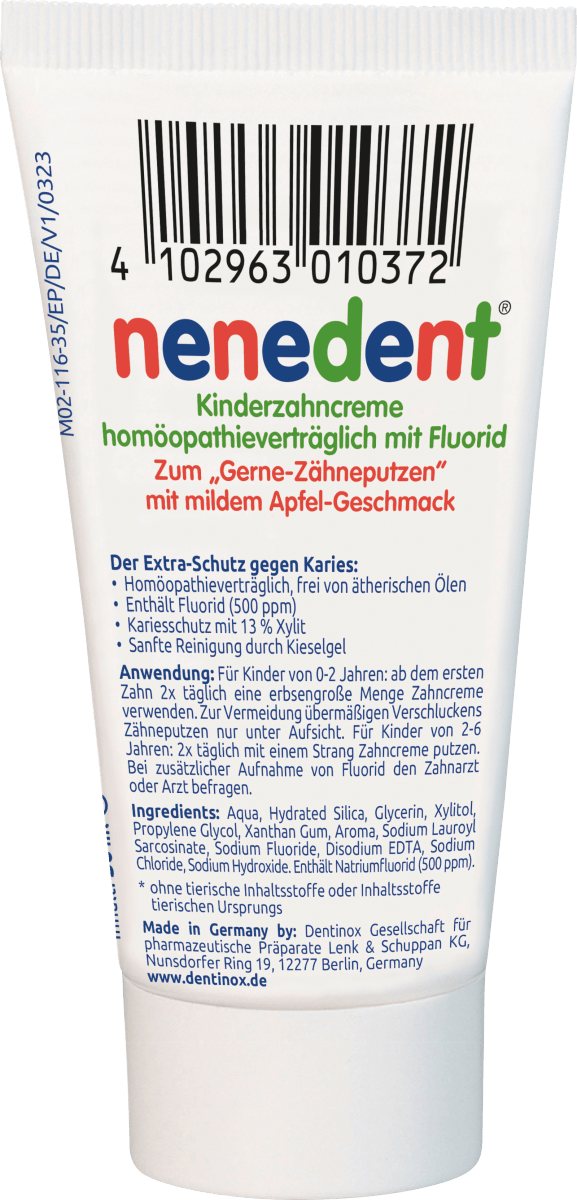 Zahnpasta Kinder mit Fluorid homöopathieverträglich, 0-6 Jahre, 50 ml