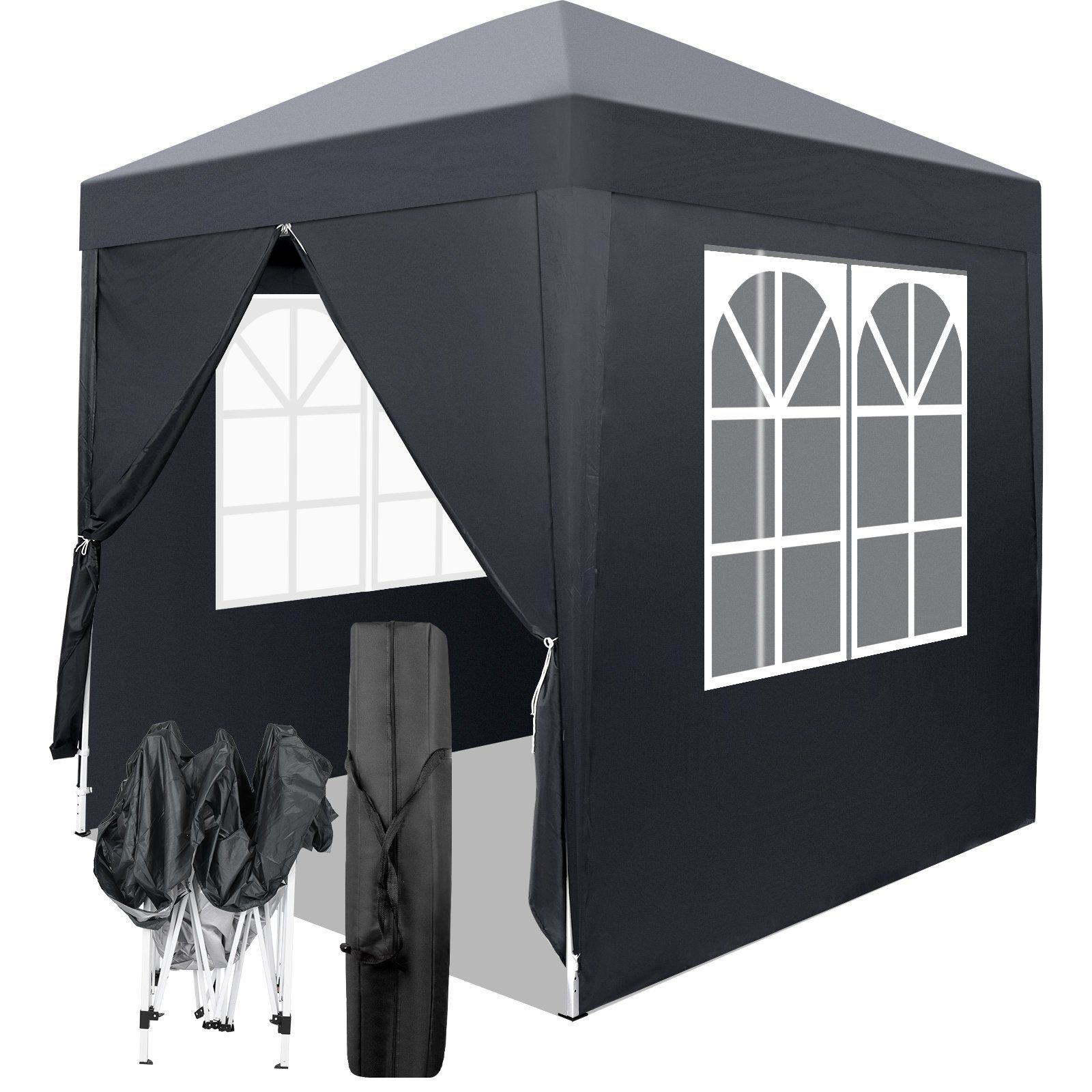 FCH Faltpavillon, Gartenzelt 2 x 2m Pavillon mit 4 Seitenwänden,mit UV-Schutz