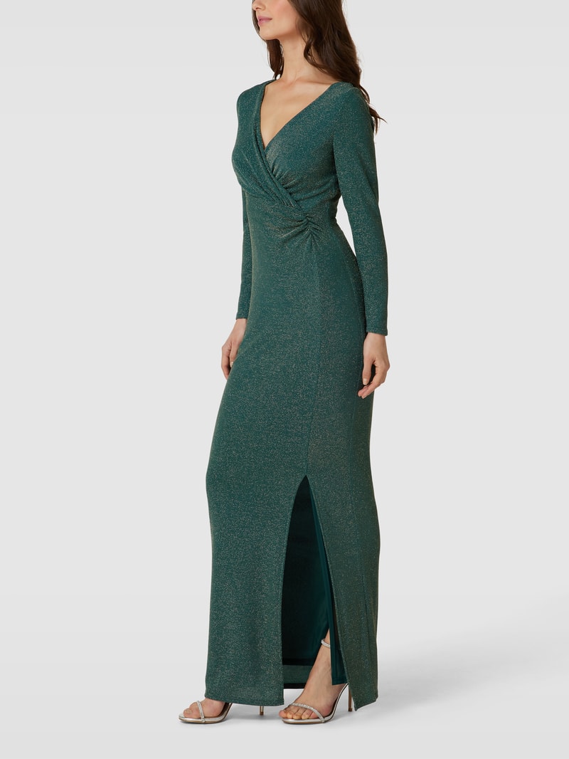 Abendkleid mit Effektgarn in dunkelgrün
