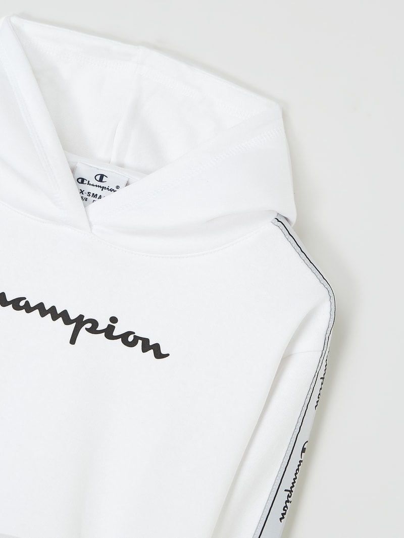 Custom Fit Hoodie mit Logo-Streifen in weiß