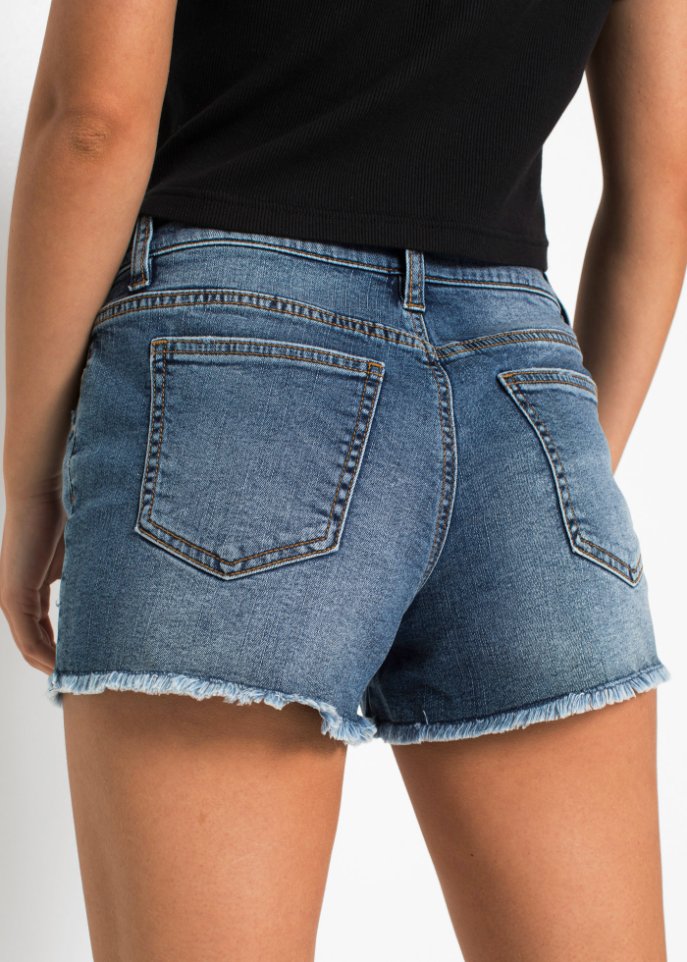 Jeans-Shorts mit Stickerei