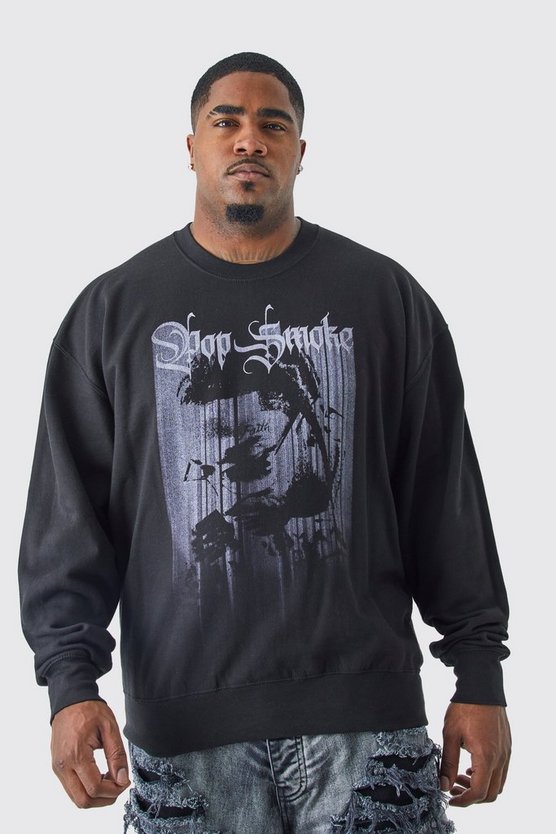 Plus Sweatshirt mit lizenziertem Pop Smoke Print