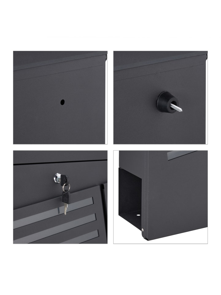 relaxdays Briefkasten in Schwarz günstig kaufen onesize