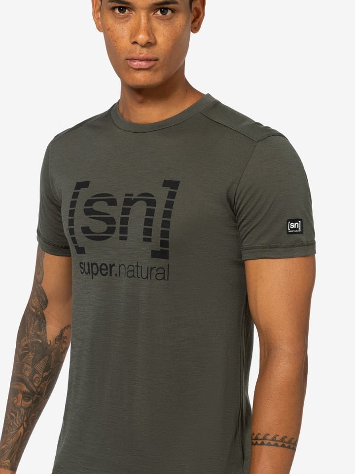super.natural Merino T-Shirt GRID LOGO in braun günstig kaufen