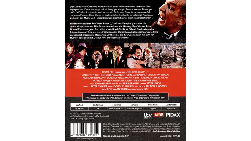 Monster Club - Remastered Edition / Schwarzhumoriger Gruselfilm mit Starbesetzung (Pidax Film-Klassiker)
