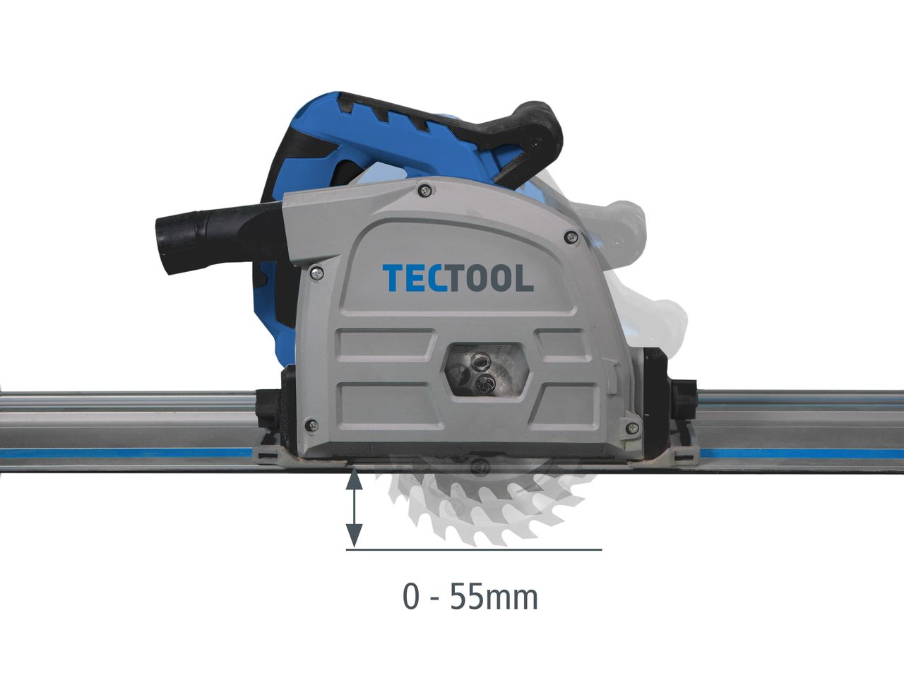 TECTOOL TAUCHSÄGE INKL. FÜHRUNGSSCHIENE TSF 55 [230V - EU] - 1200W, 6000 U/MIN, Ø 165MM, 2X700 MM FÜHRUNGSSCHIENE