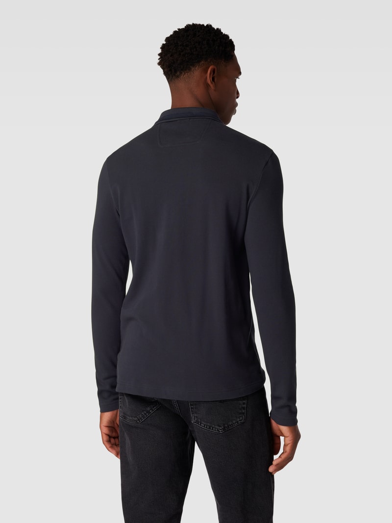 Poloshirt mit Kontraststreifen Modell 'Plisy' in marineblau