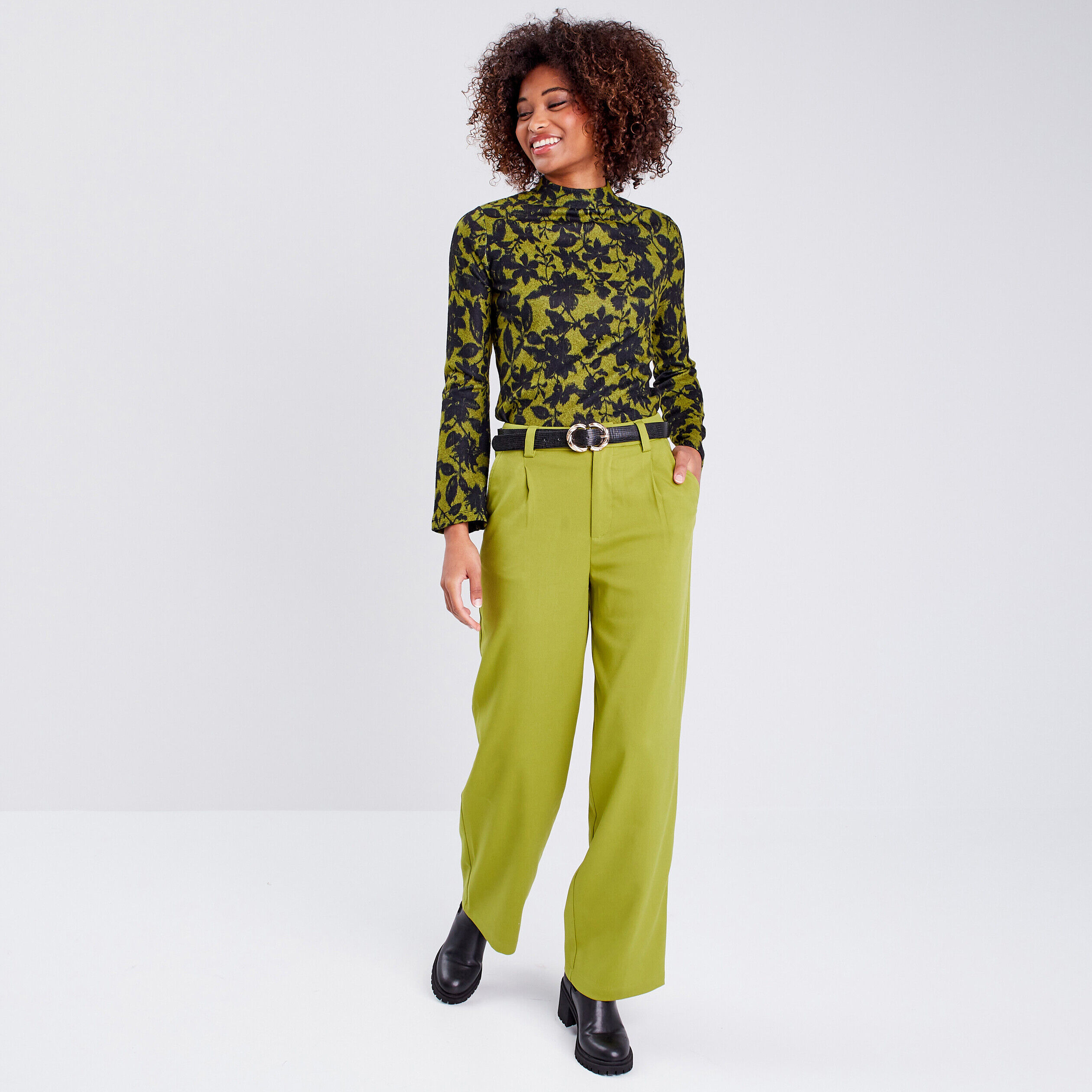 Pantalon city bootcut vert anis femme | Cache Cache
