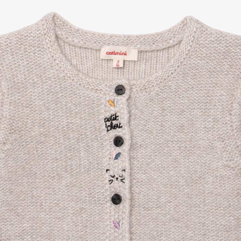 Cardigan fille tricot lurex gris bébé fille Catimini