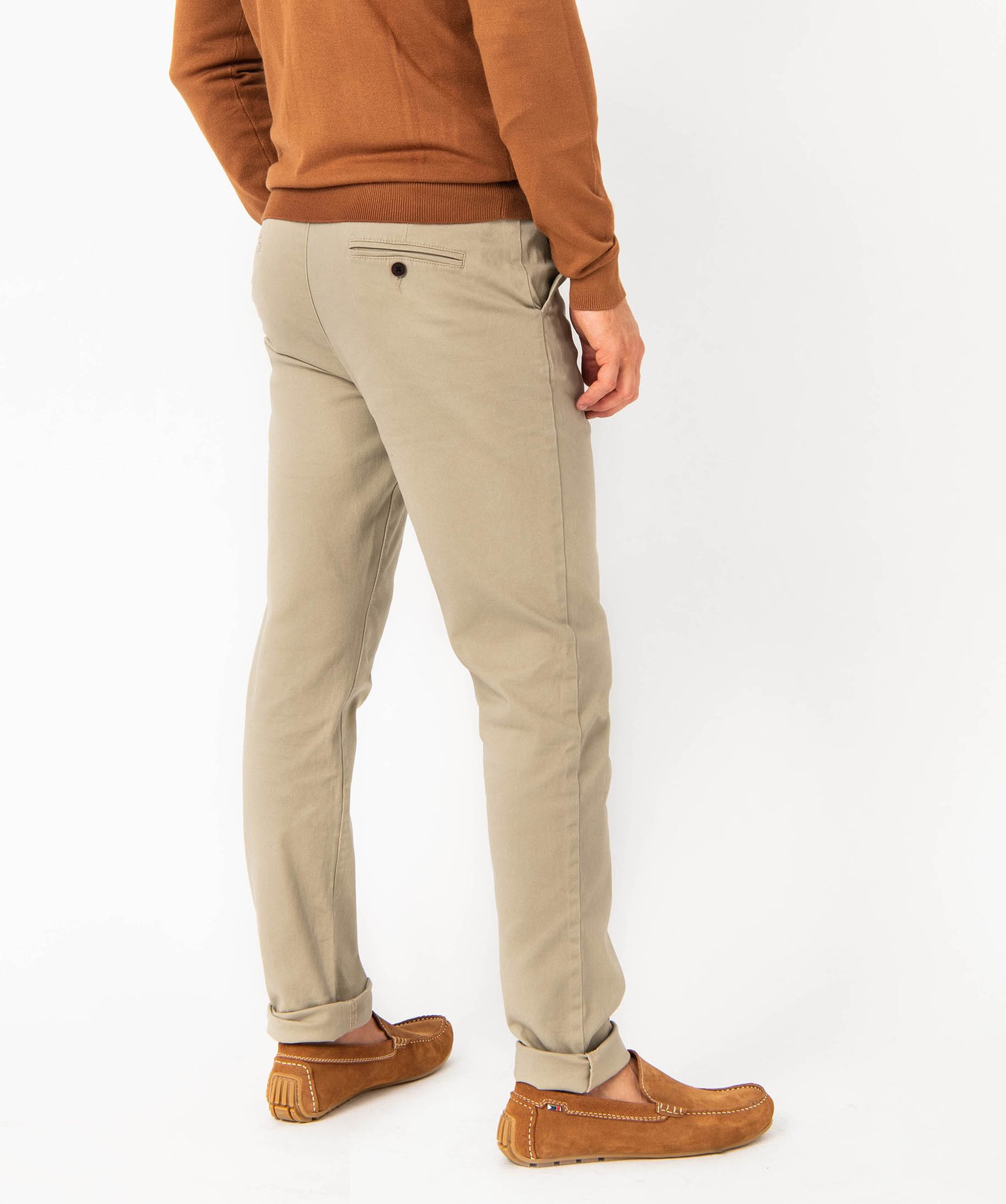 Pantalon chino en coton stretch homme beige | GEMO