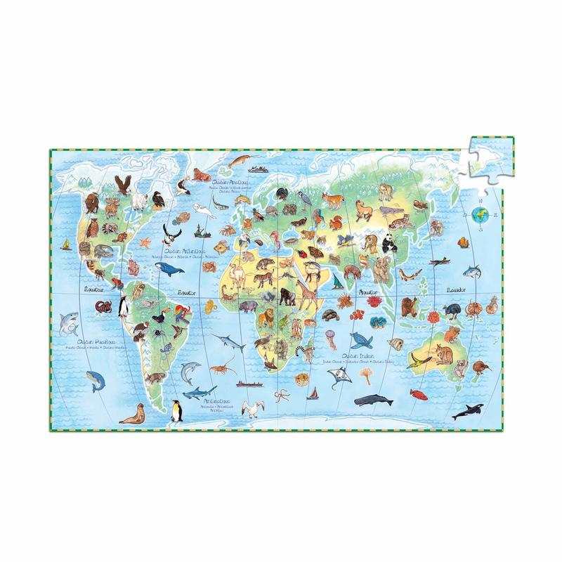 Puzzle animaux du monde 100 pièces + un poster et livret Djeco