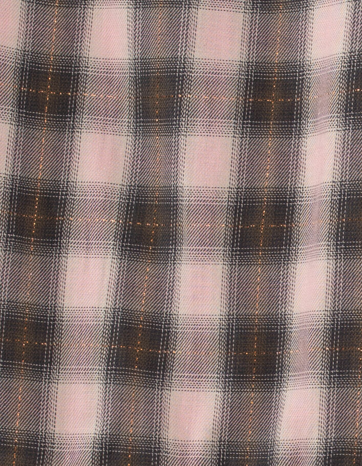 Robe rose et kaki à carreaux et col smocké fille