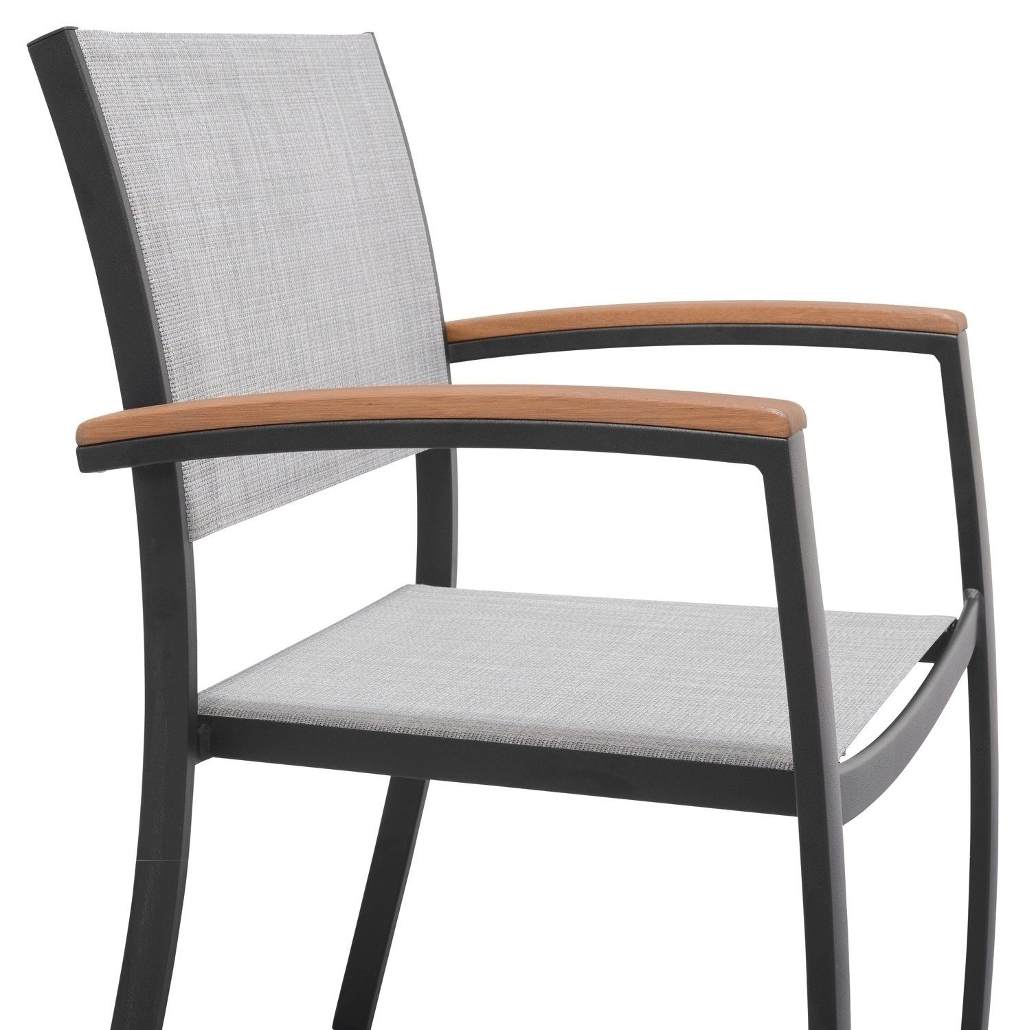 Outdoor Gartenstuhl KINGSBURY, 2er Set, Aluminium, Schwarz, Grau, (Set, 2 St), Textilen, stapelbar