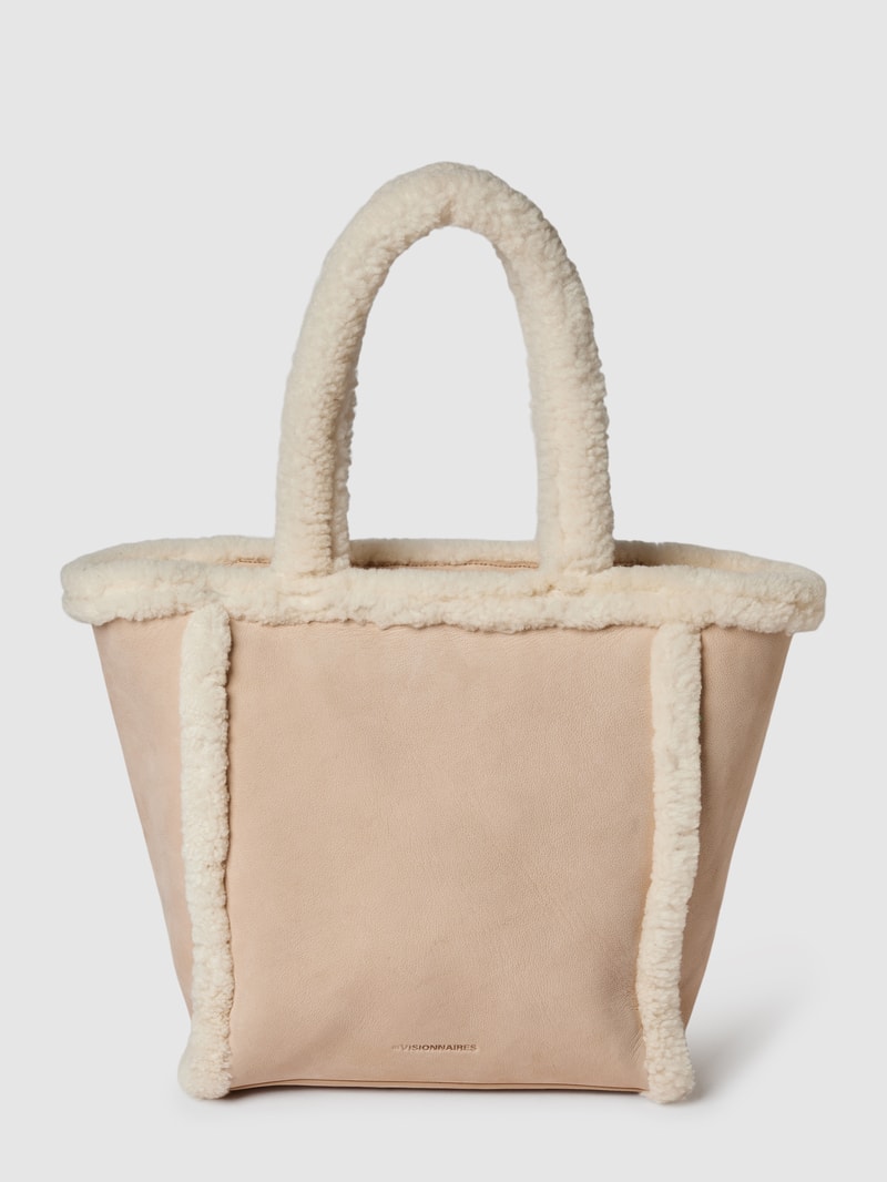 Shopper mit Besatz in Fell-Optik in sand