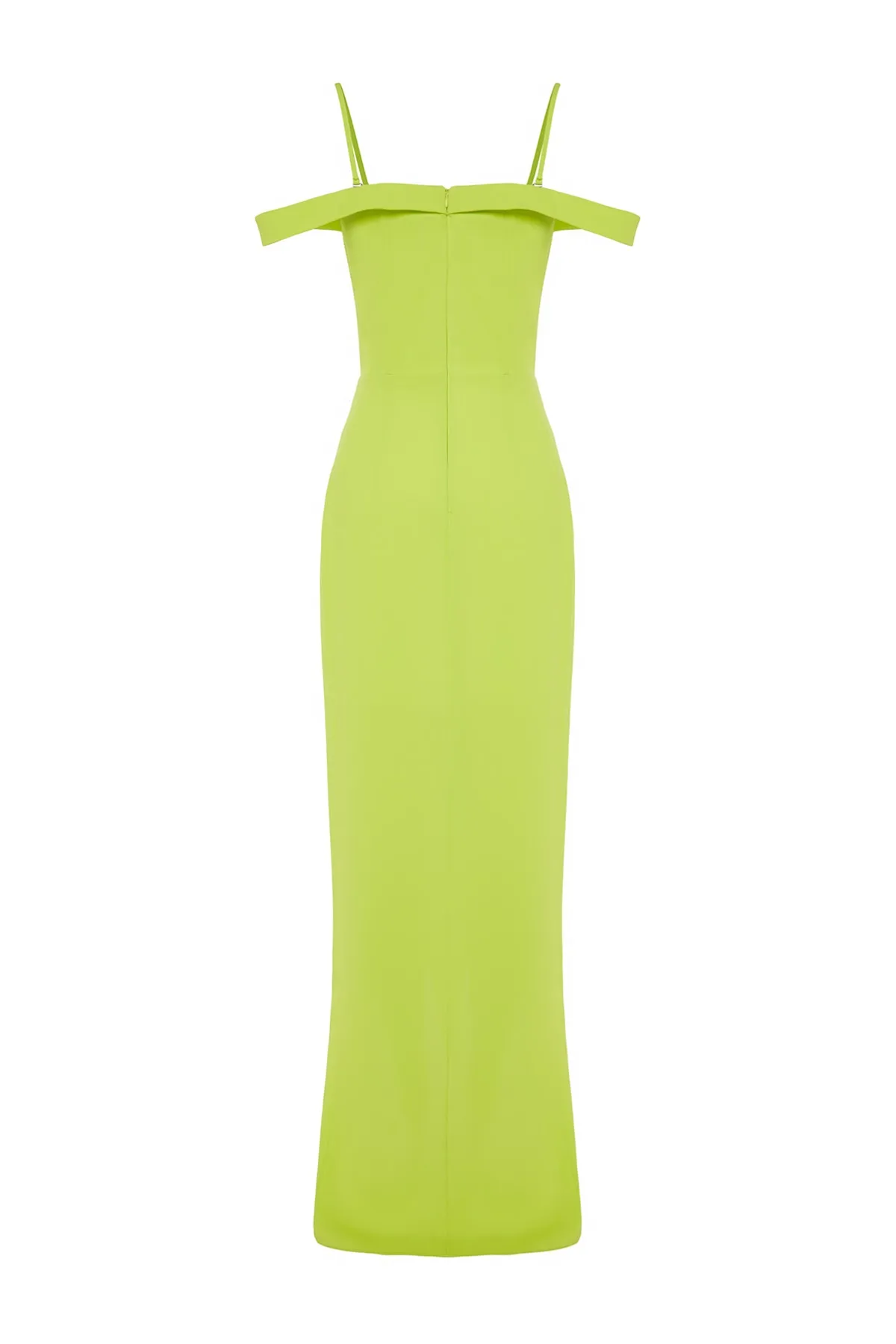 Trendyol Collection  X Zeynep Tosun Hellgrünes Abendkleid und Abschlusskleid mit Volants TCLSS23AE00011