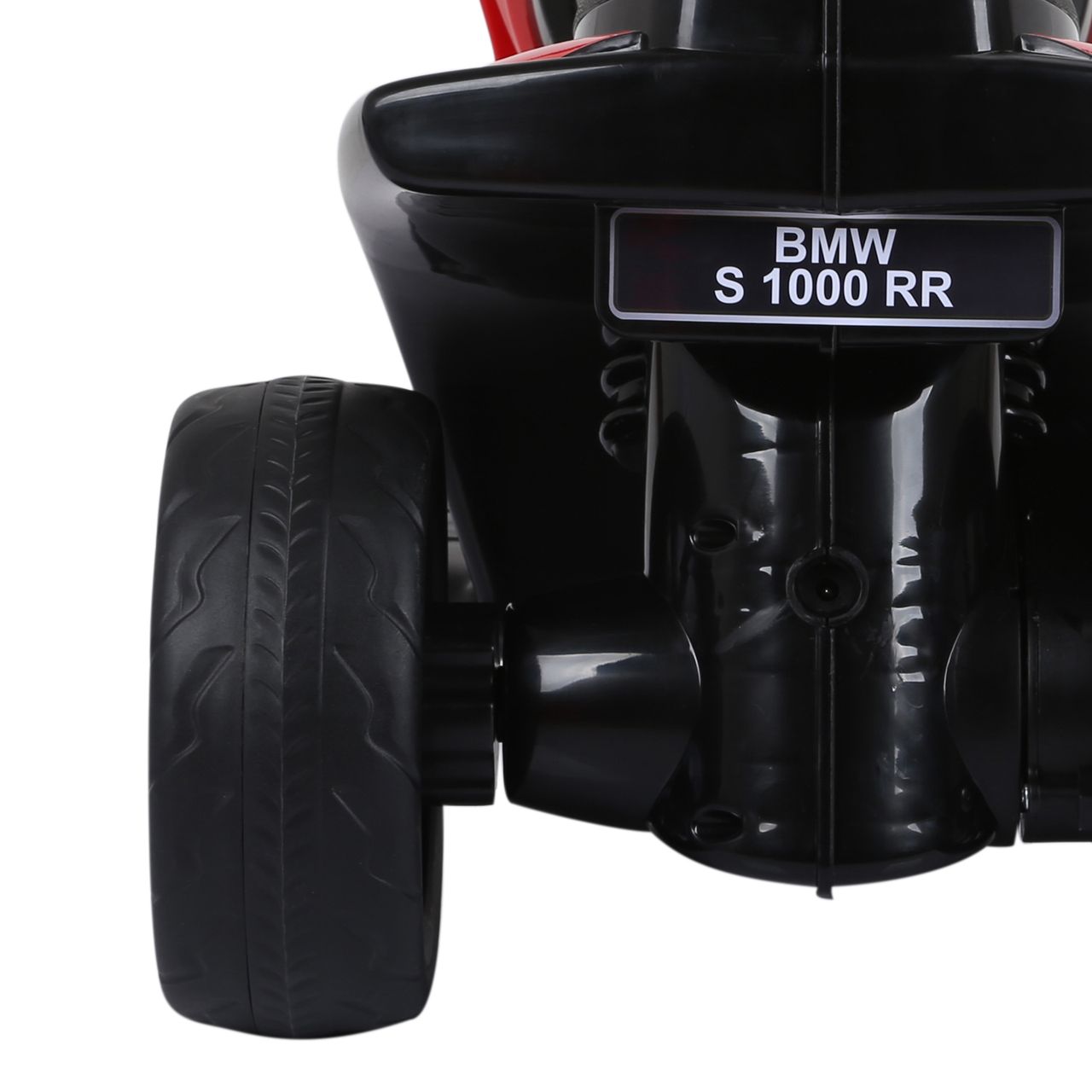 HOMCOM Elektro Kindermotorrad Kinderfahrzeug Lizensiert von BMW S1000RR Elektro-Dreirad mit Akku Stahl Rot 66 x 37 x 44 cm