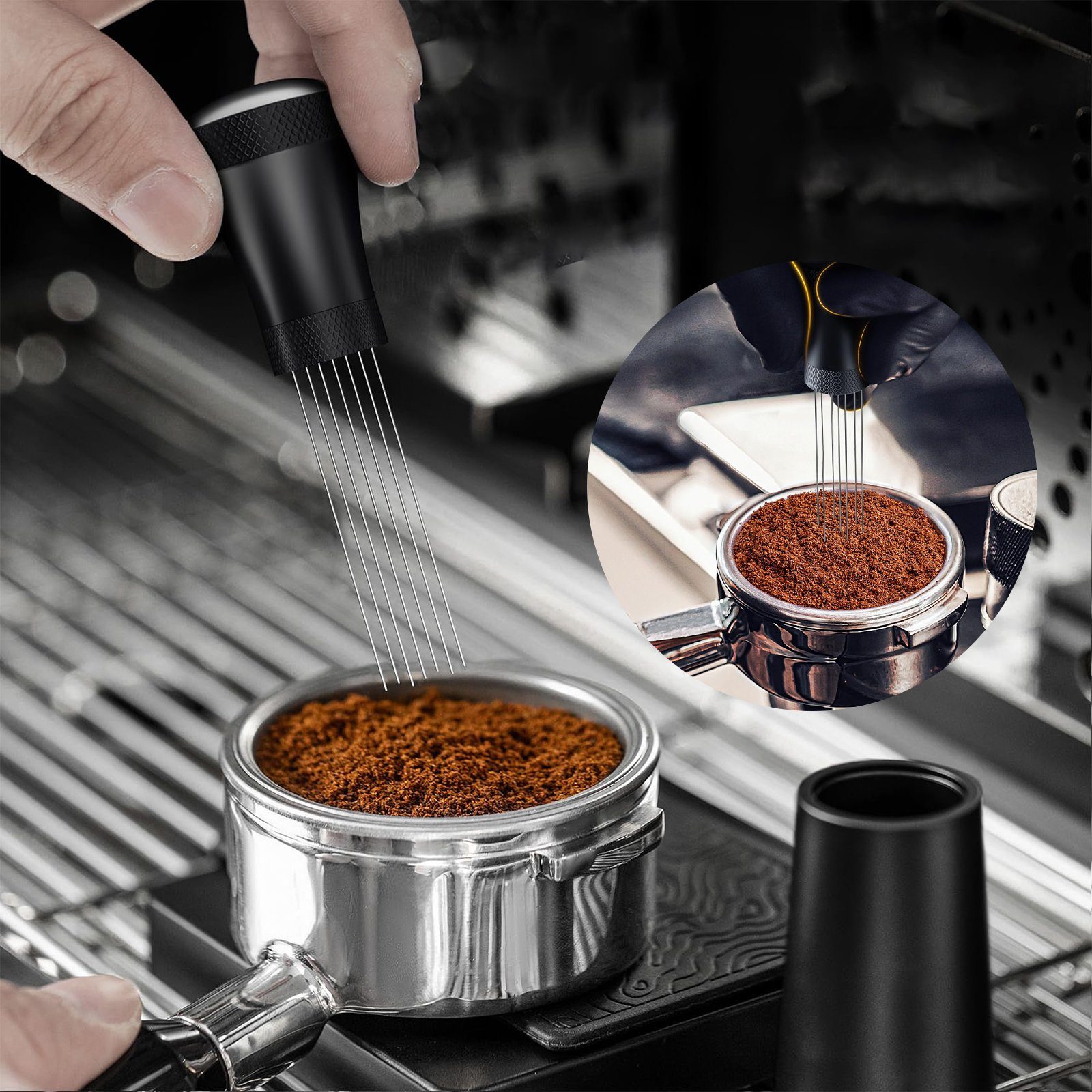MDHAND Kaffeemühle Kaffeerührer Abnehmbar Kaffee Distributor, mit 20 Edelstahl 304 Feinen Nadeln