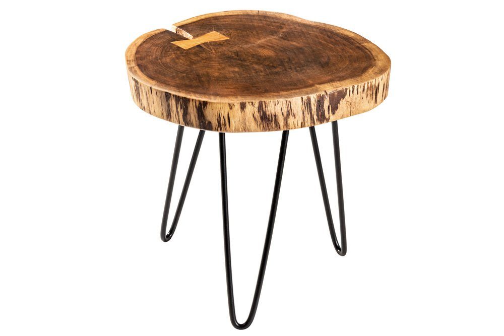riess-ambiente Beistelltisch GOA 40cm natur / schwarz (1-St), Massivholz · Metall · rund · Baumscheibe · Wohnzimmer · Industrial