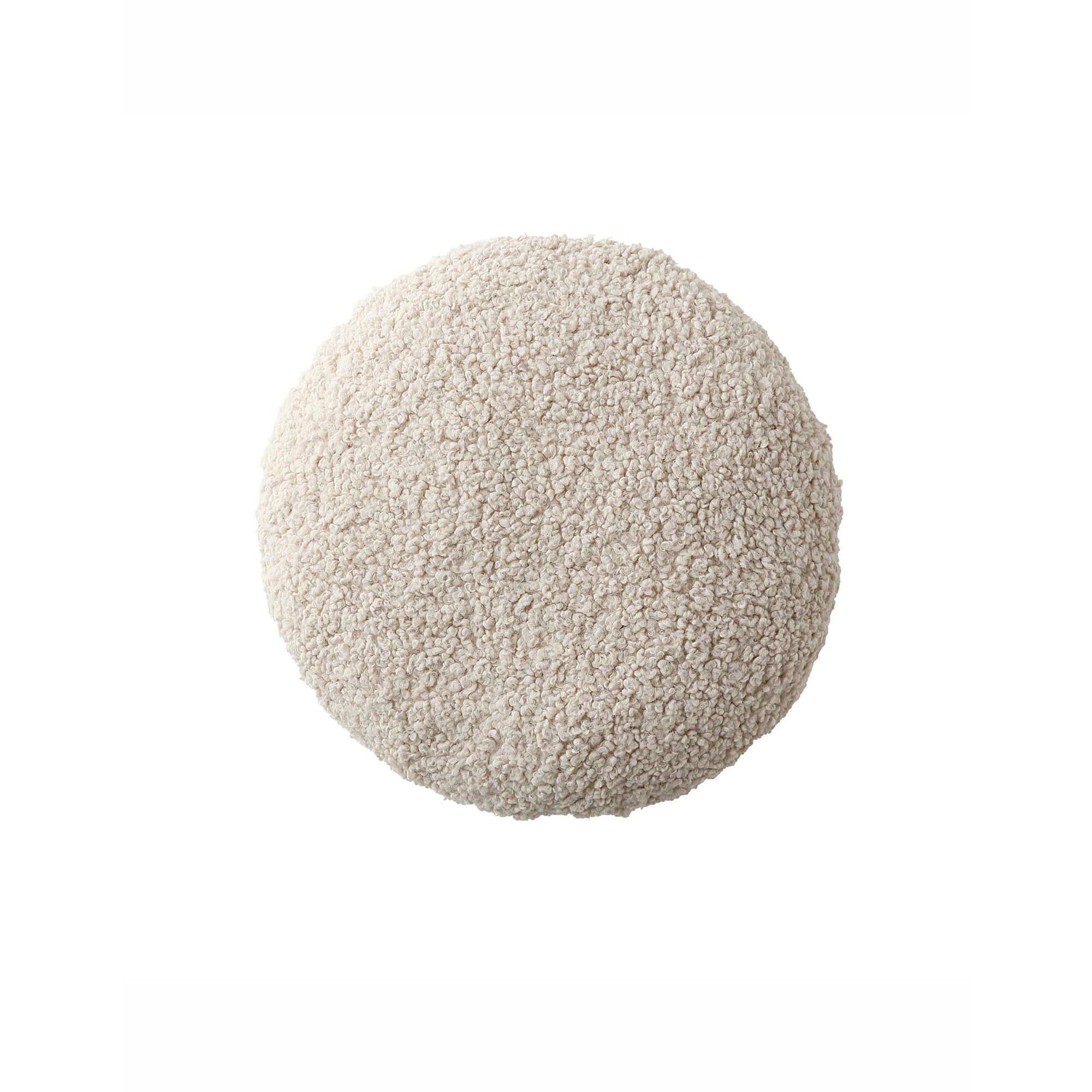 Coussin rond en bouclette sherpa moutonnée