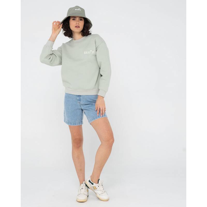RUSTY RUSTY PALM RELAXED CREW FLEECE Rundhalspullover Damen