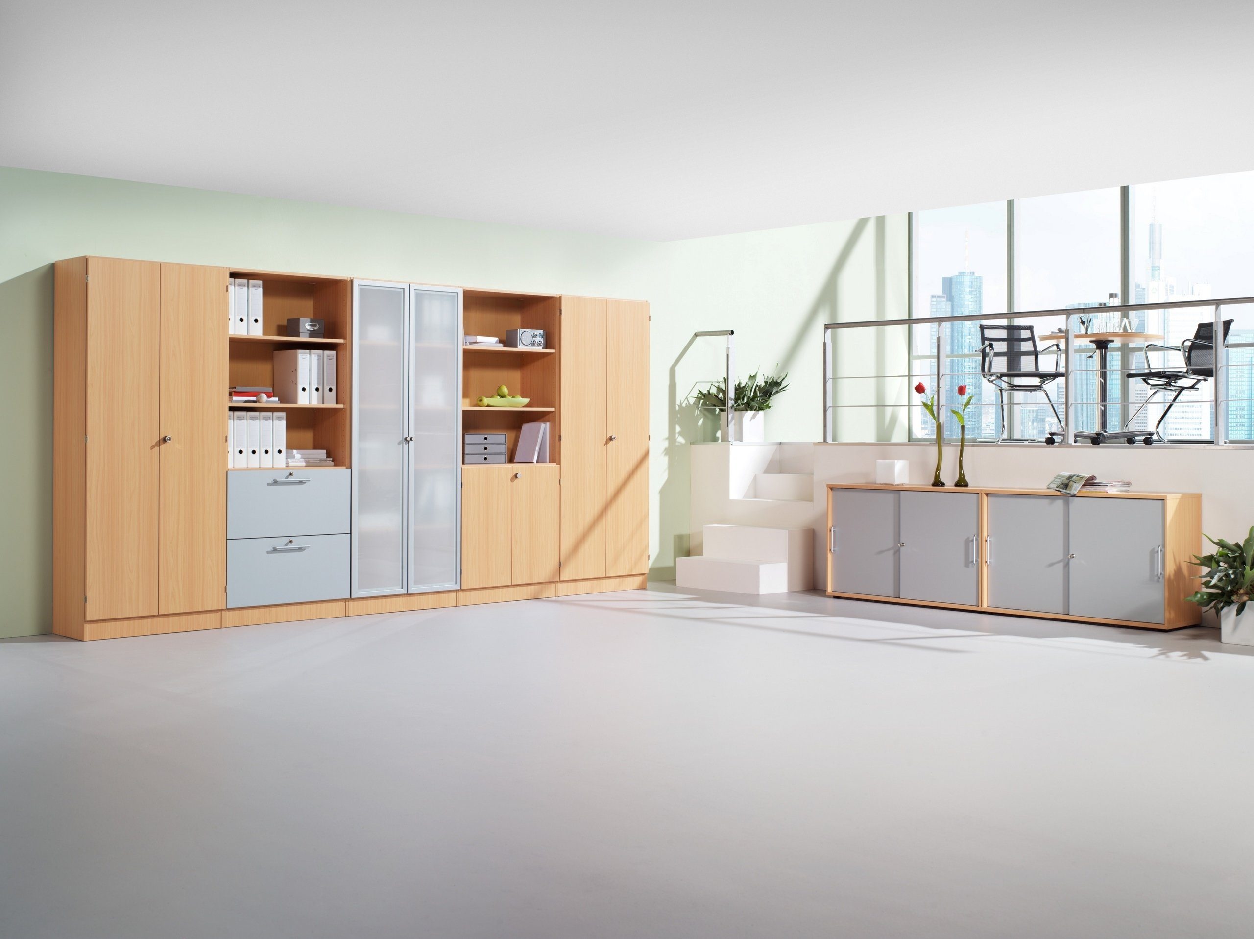 bümö Aktenregal office Regalschrank - 5 Ordnerhöhen, Dekor: Grau