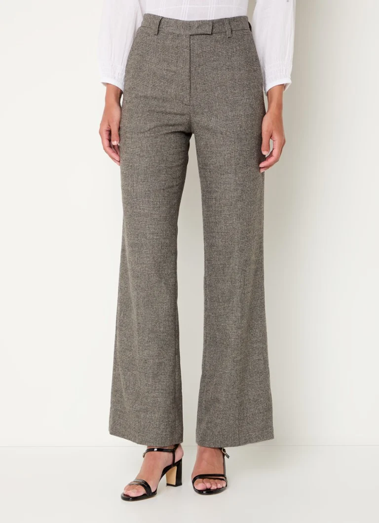 Gerard Darel Dali high waist wide fit trousers in wool blend with houndstooth design