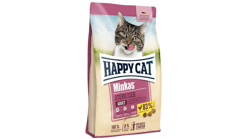 Happy Cat Katzentrockenfutter Minkas Sterilised Geflügel 500 g 500 g