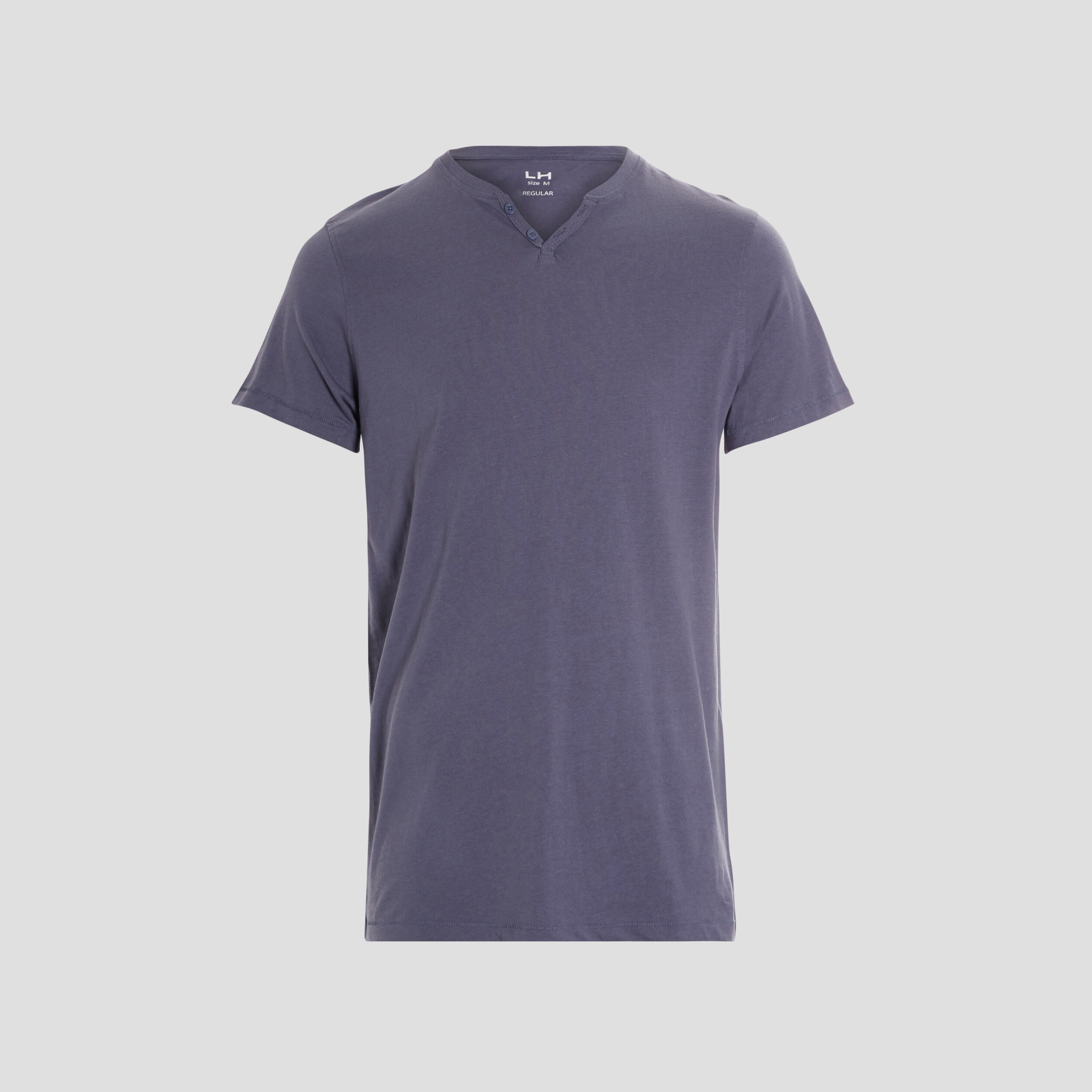 T-shirt manches courtes col tunisien bleu homme | La Halle