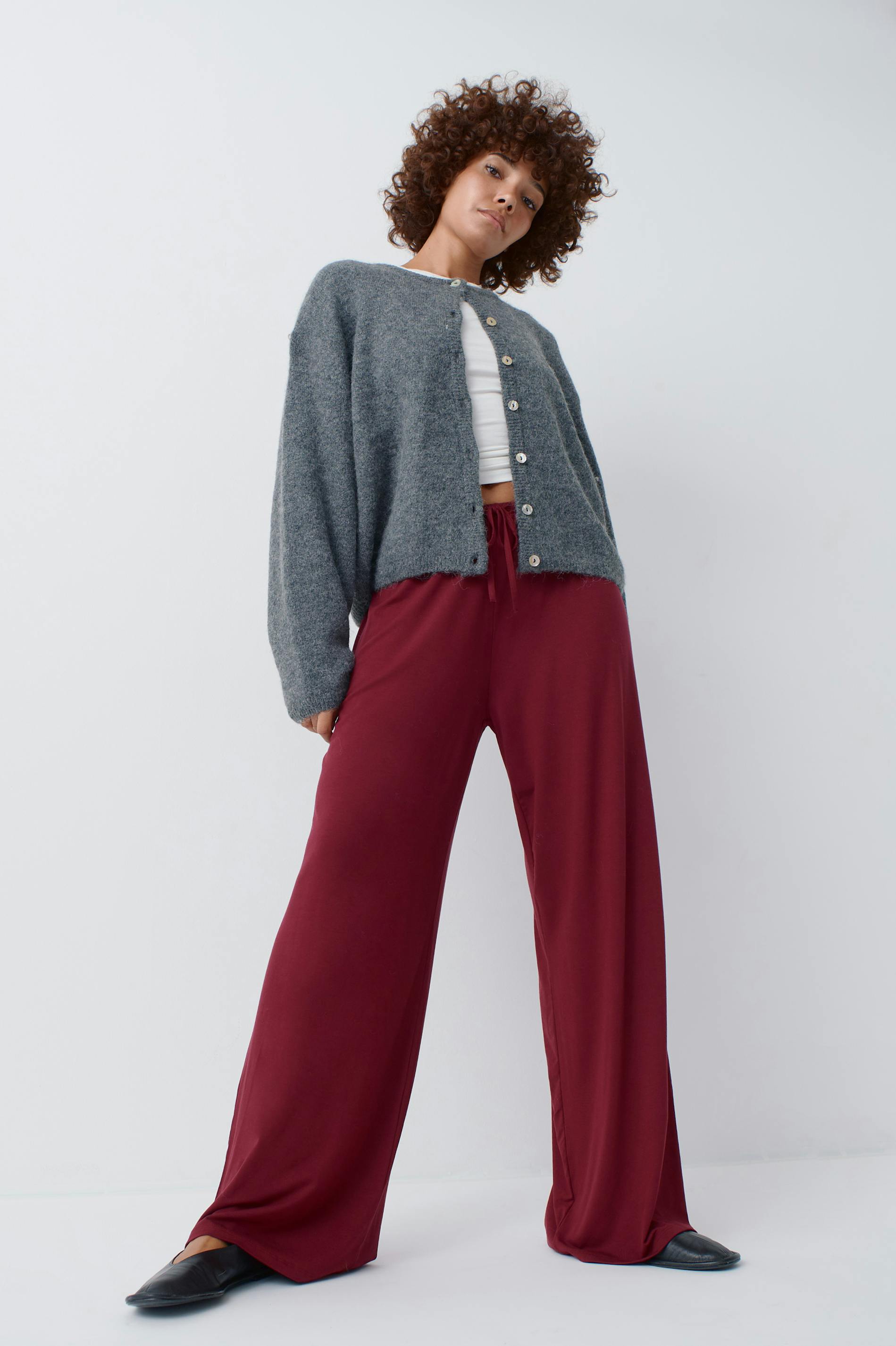 Drawstring wide trousers