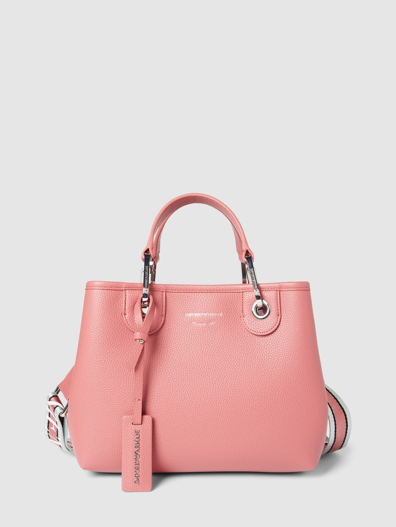 Shopper mit Schulterriemen und Label-Print in altrosa