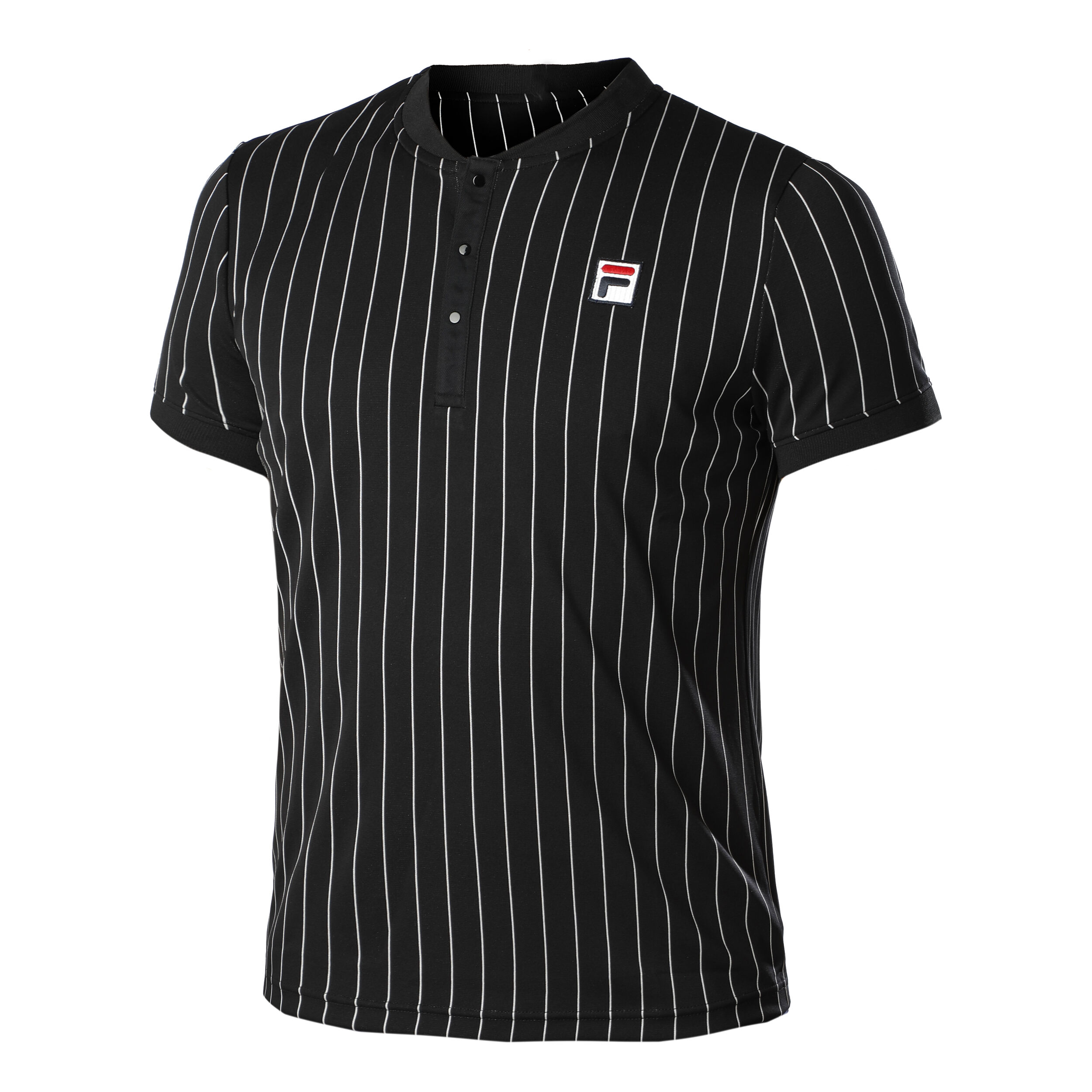 Button T-Shirt Herren - Schwarz