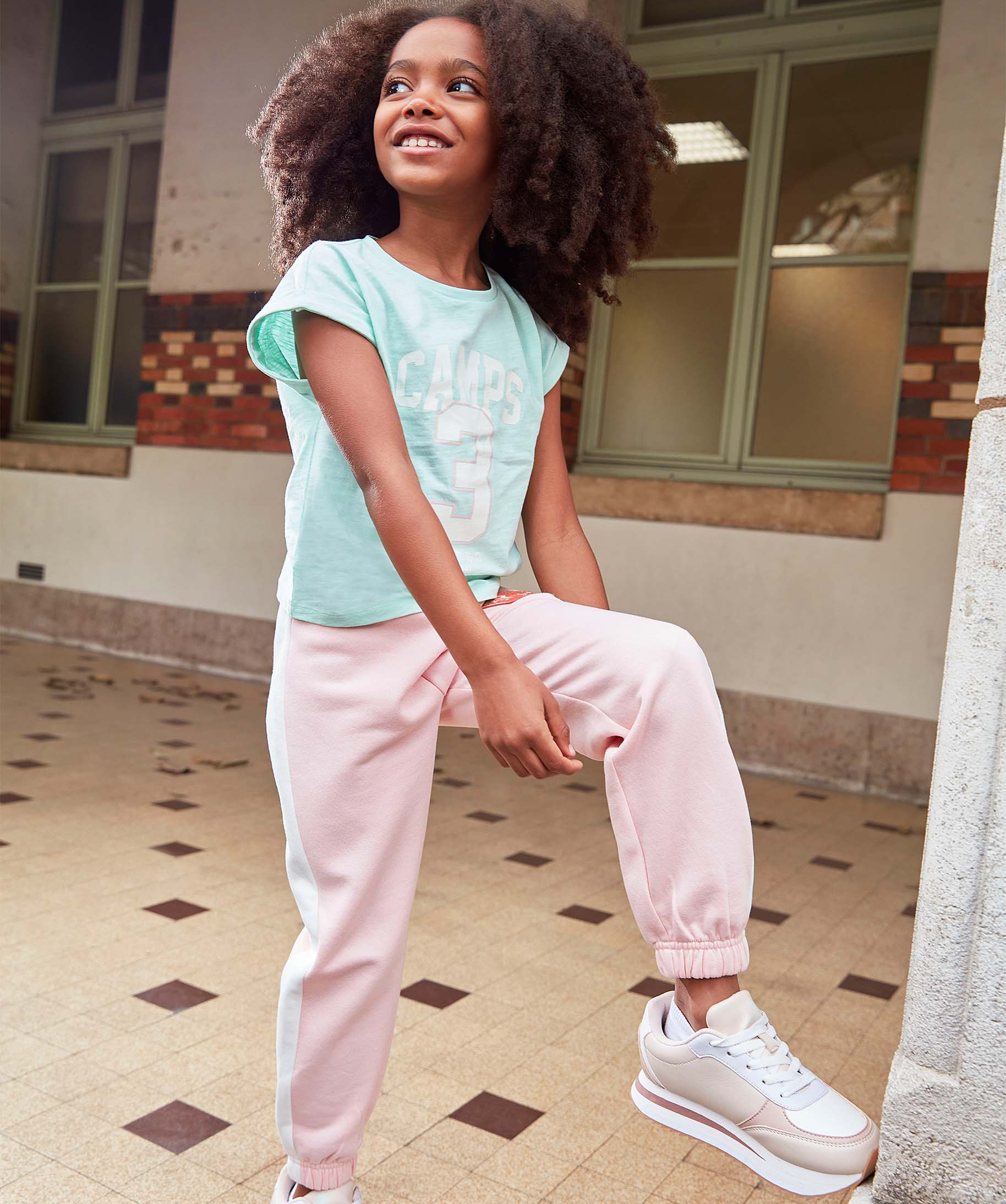 Tee-shirt fille à manches courtes avec revers cousus - Camp... vert | GEMO