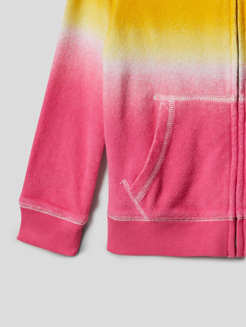 Sweatjacke mit changierendem Kontrast in helltürkis