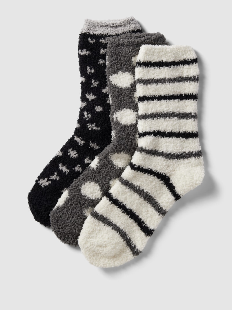 Socken mit Allover-Muster im 3er-Pack in schwarz