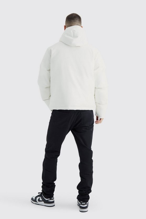 Tall kastige PU-Steppjacke mit Taschen