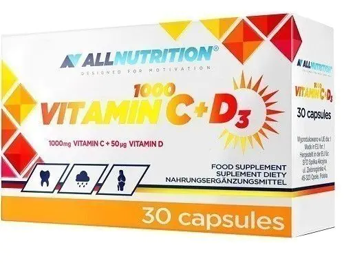 „Allnutrition“ vitaminas C 1000 + D3, kapsulės