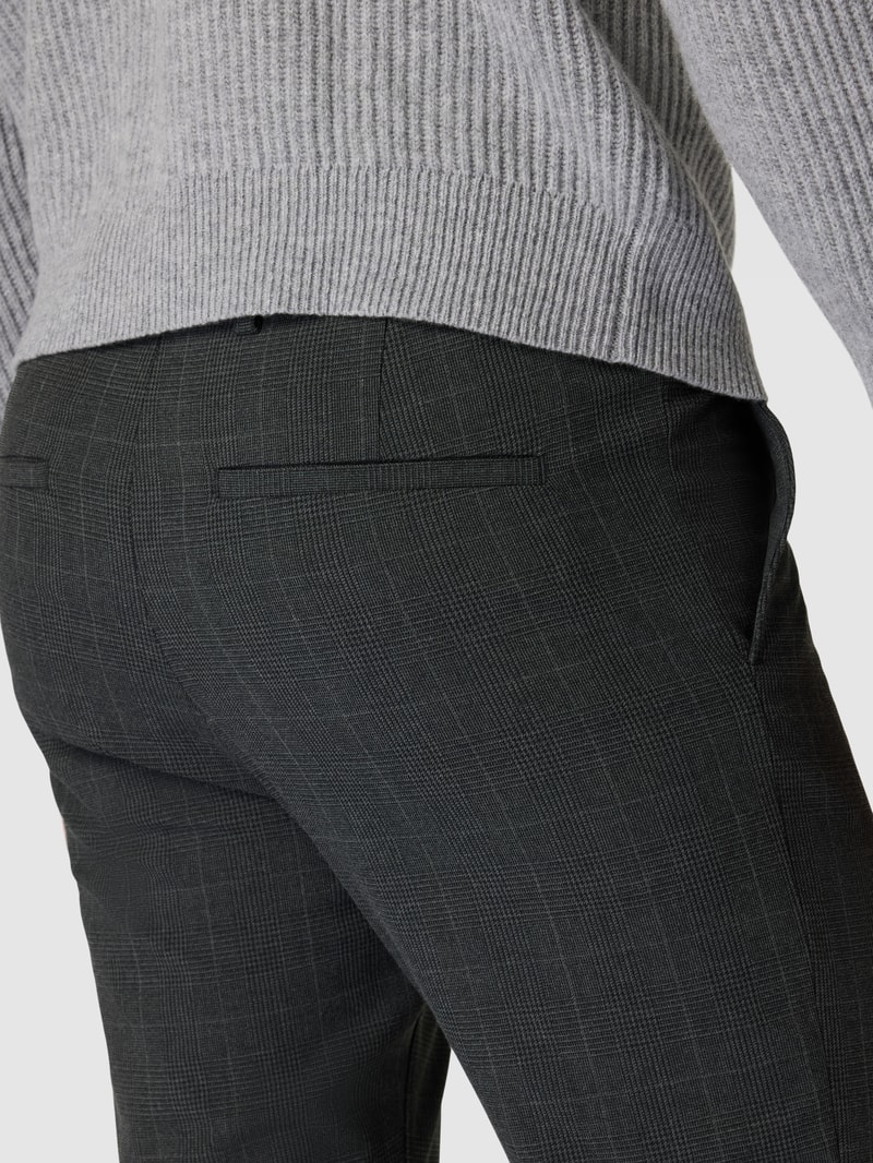 Slim Fit Chino mit Glencheck-Muster Modell 'ROBERT' in mittelgrau