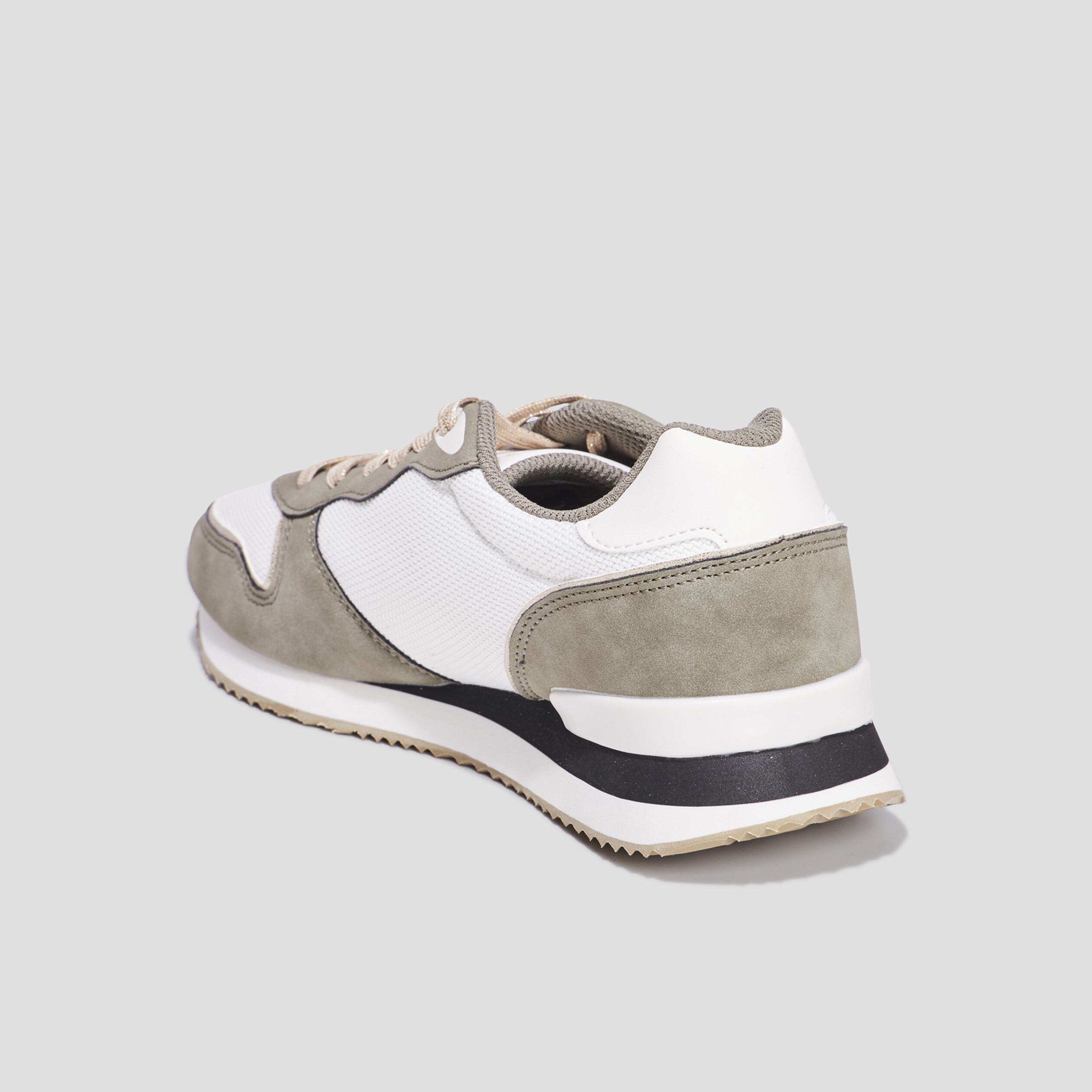 Baskets bi-matière à lacets Creeks vert kaki femme | La Halle