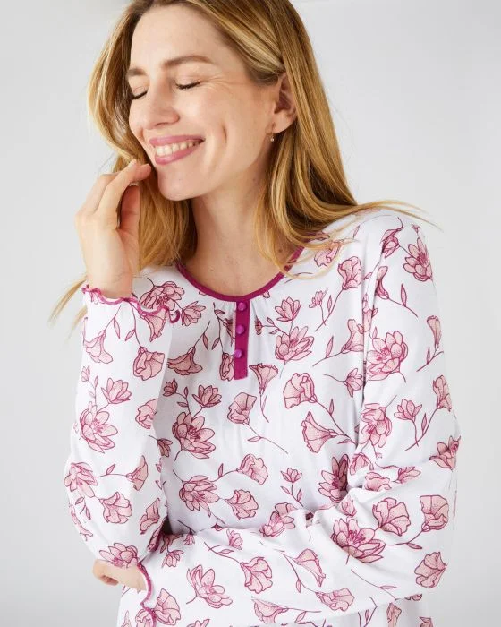 Chemise de nuit imprimée maille jersey coton peigné
