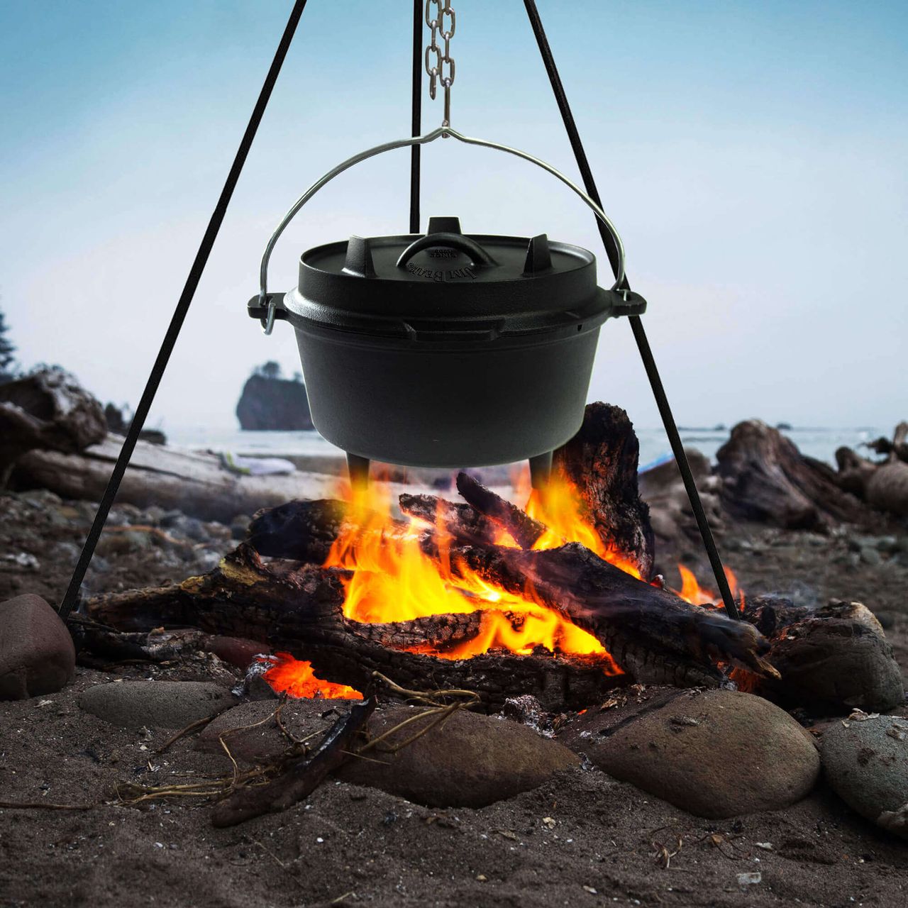 Jim Beam Dutch Oven mit 2-IN-1-Deckel aus Gusseisen