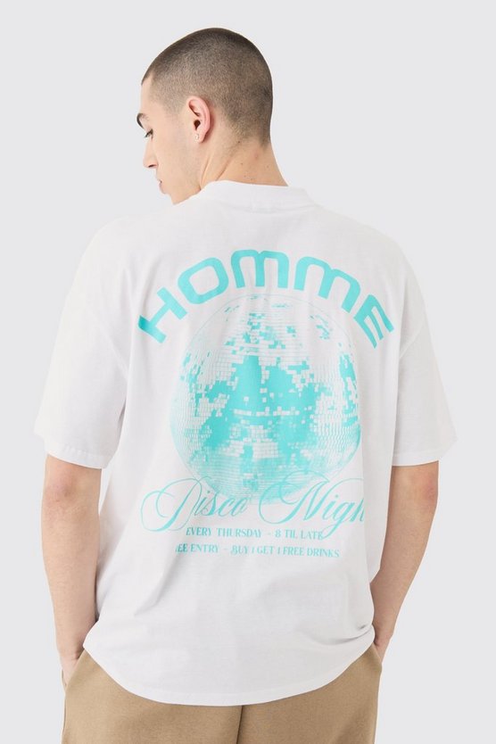 Oversize T-Shirt mit Homme Disco Print