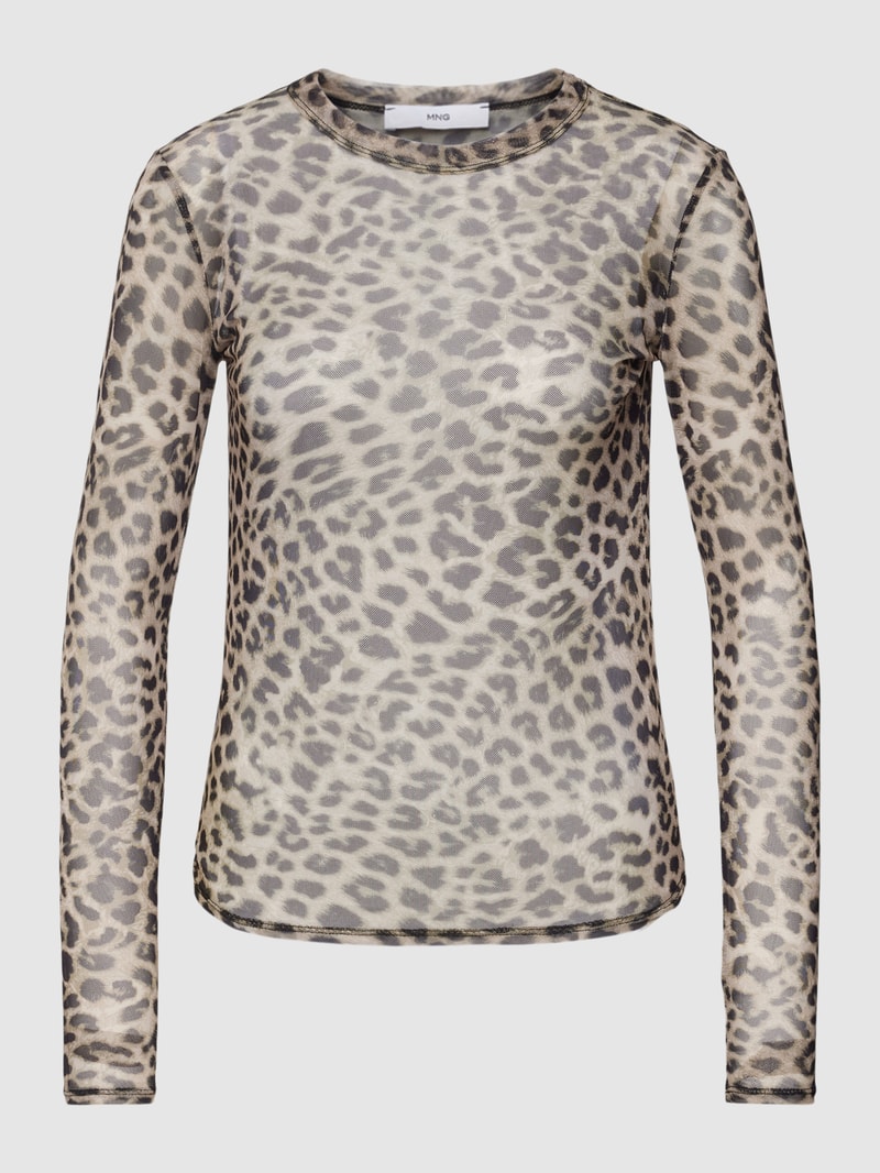 Longsleeve in semitransparenter Optik Modell 'CLAUDE' in mittelbraun