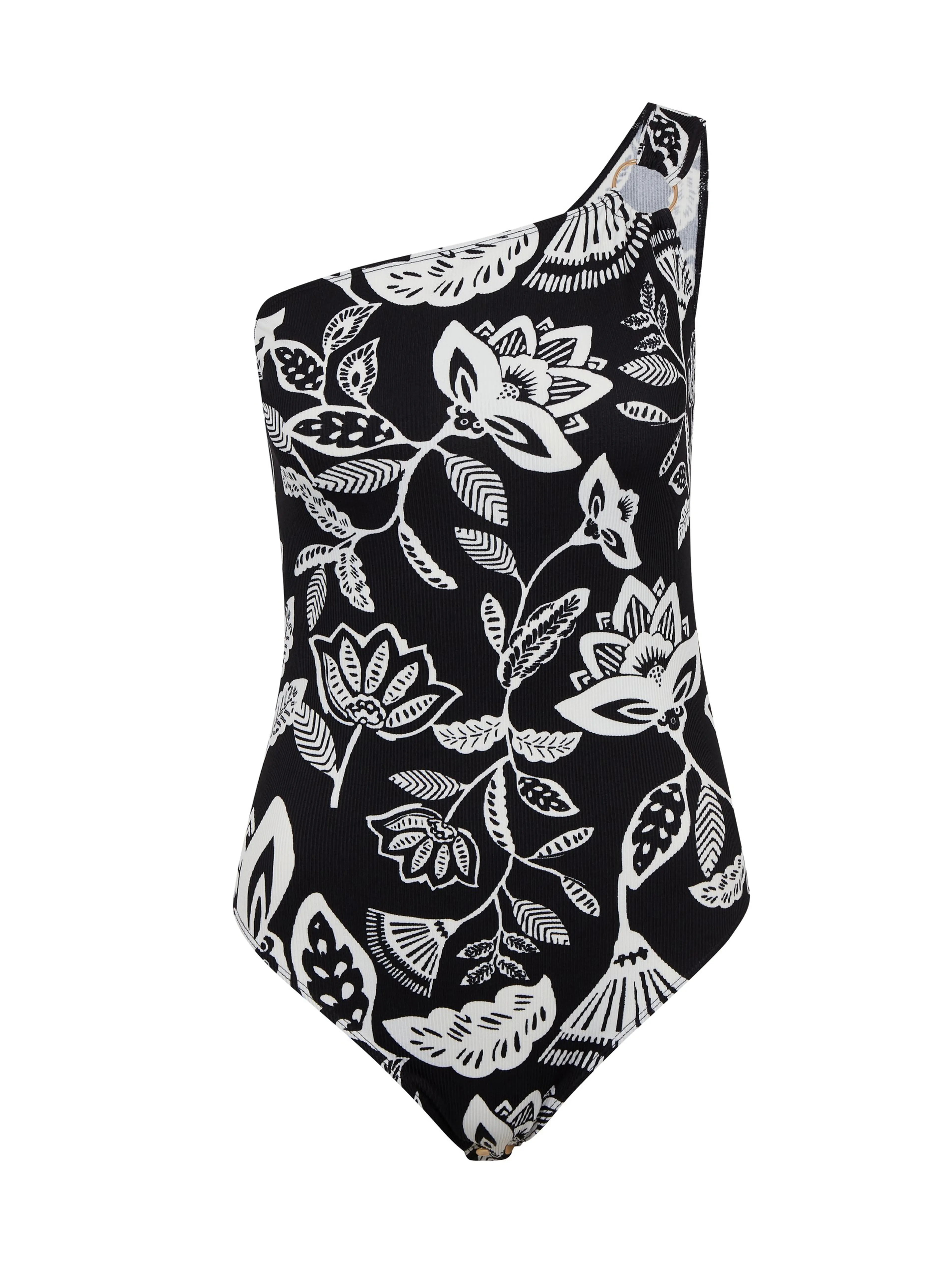 Weißer und schwarzer Damen-Body mit Blumenmuster ORSAY