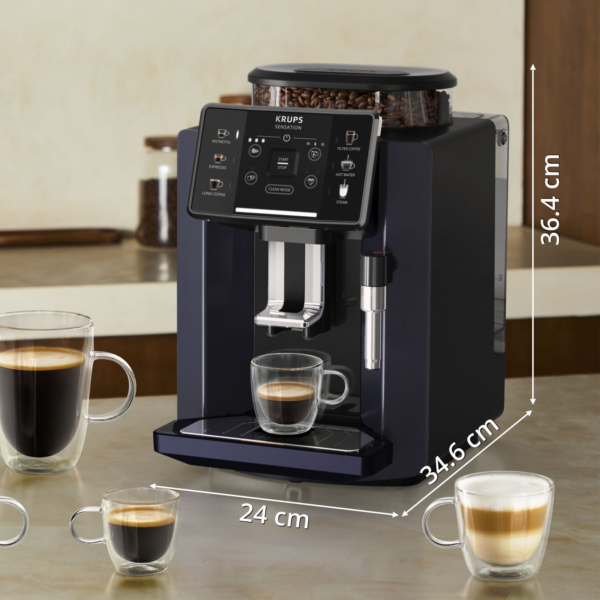 Krups Kaffeevollautomat EA910B.23 Sensation Milk Bundle, mit Krups Milchaufschäumer im Wert von UVP 79,99