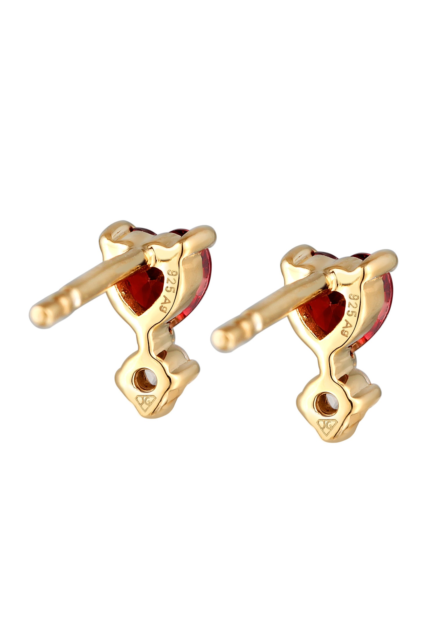 Elli Women's Heart-Shaped Stud Earrings with Zirconia in 925 Sterling Silver Gold Plated