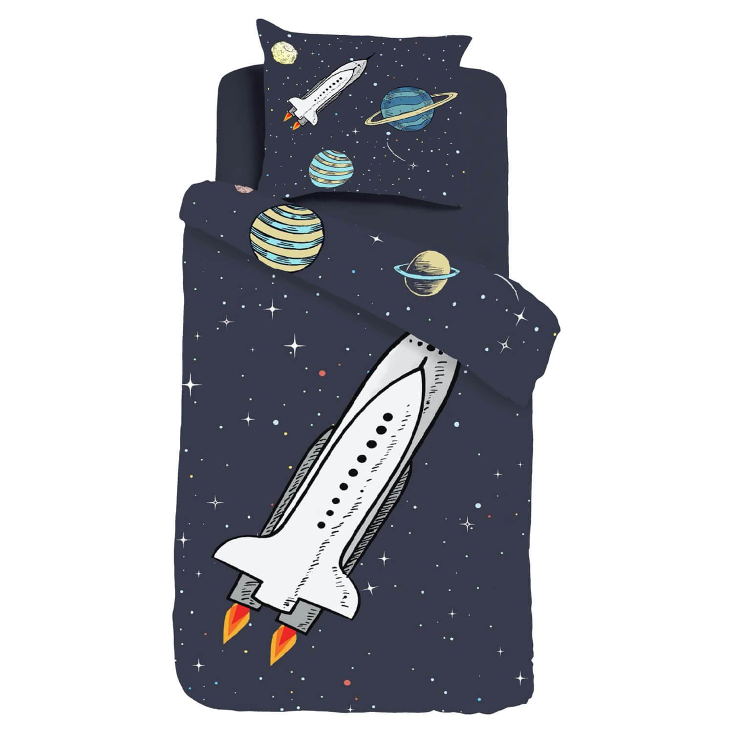 Kinderbettwäsche Rocket, ESPiCO, Renforcé, 2 teilig, Planeten, Rakete, Weltall