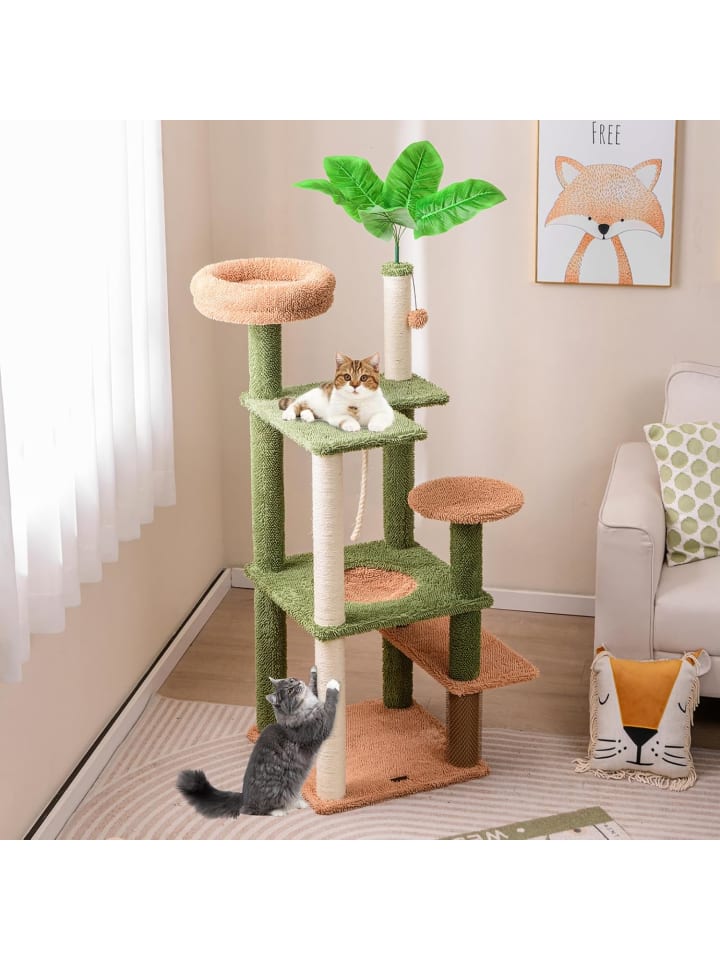 COSTWAY 152cm Kratzbaum mit Kunstpflanze in Grün günstig kaufen onesize
