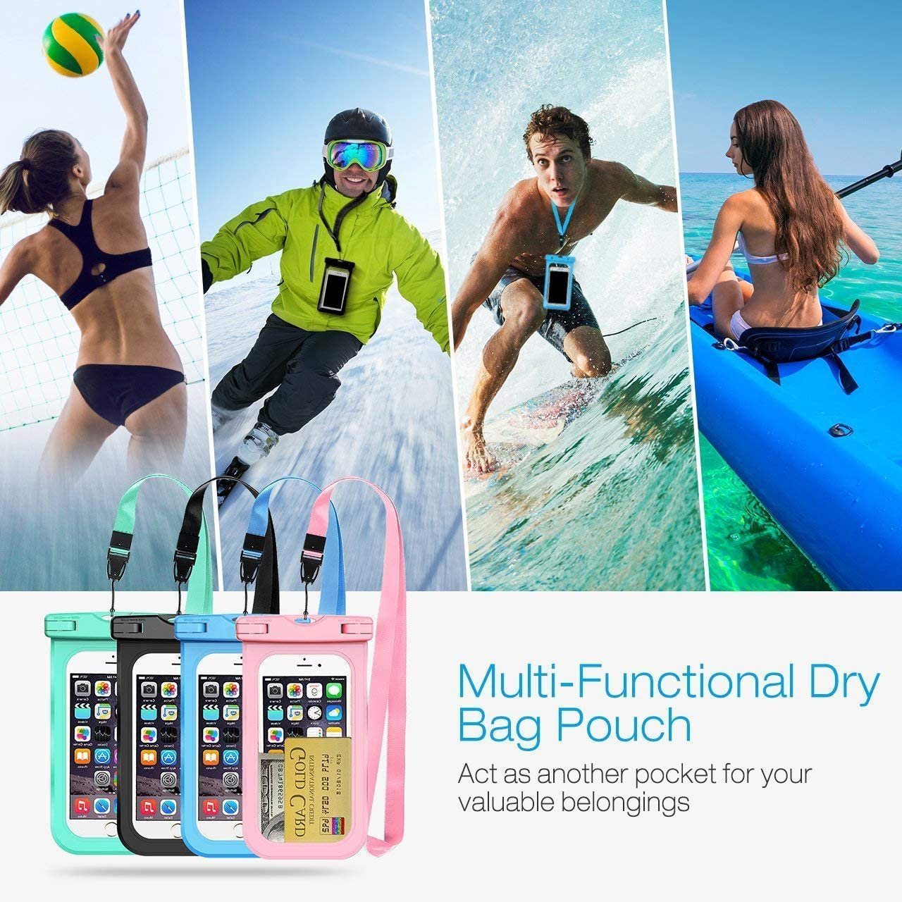 MORRENT Handyhülle wasserdichte Handyhülle Unterwasser Wasserfeste - 7 Zoll DOPPELT VERSIEGELT Wasserdicht Handy Hülle Handytasche für iPhone 12 SE 11 Pro XS Max XR X 8 7 6+ Samsung Huawei etc 17,8 cm (7 Zoll)