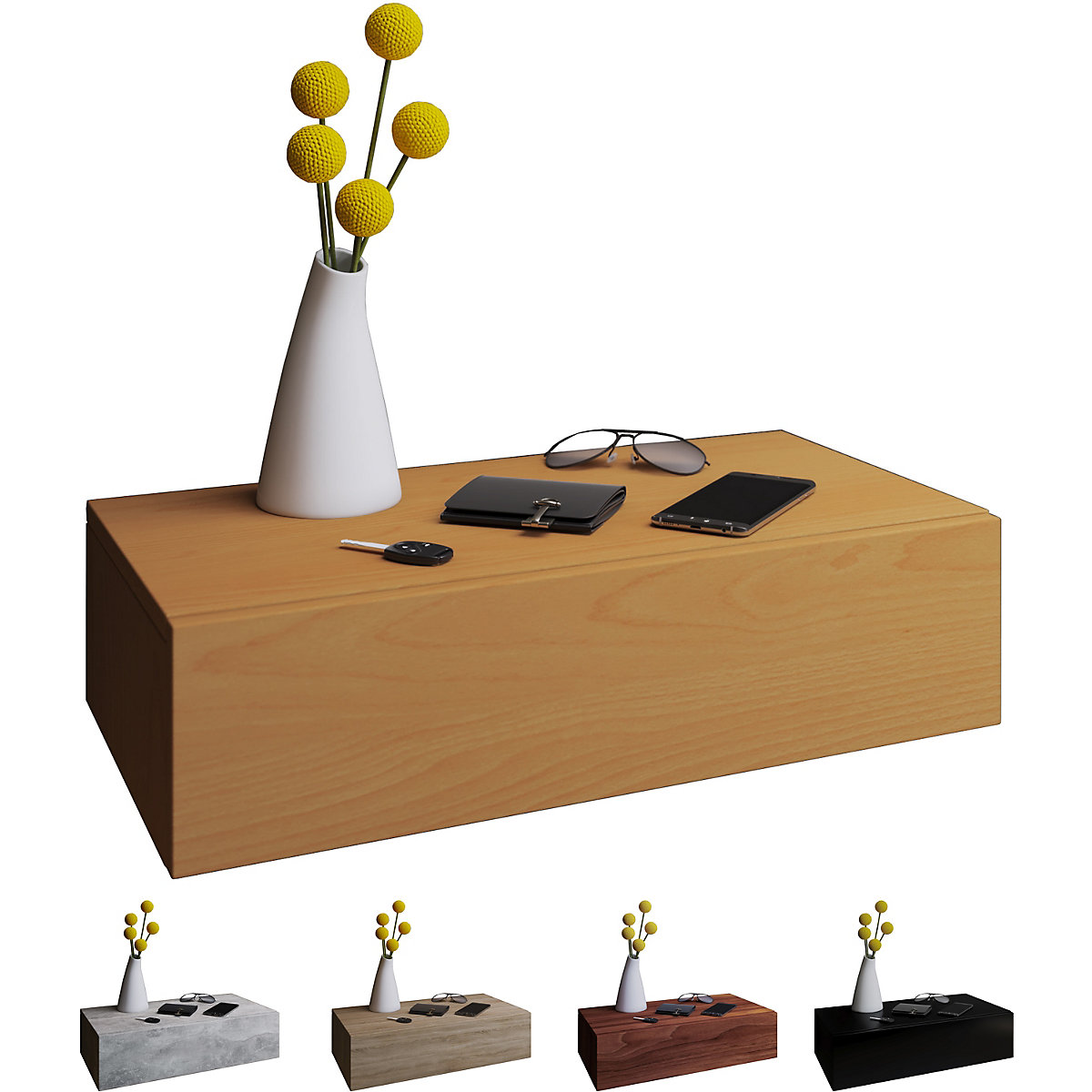Holz Dielenmöbel Flur Dekoregal Wandboard Wandregal Wandschublade Blado Maxi